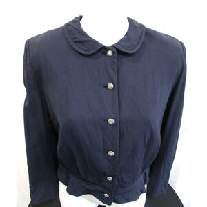 Vintage 60s Designers Shop Baron Peters Navy Blue Button Up Jacket Women M
